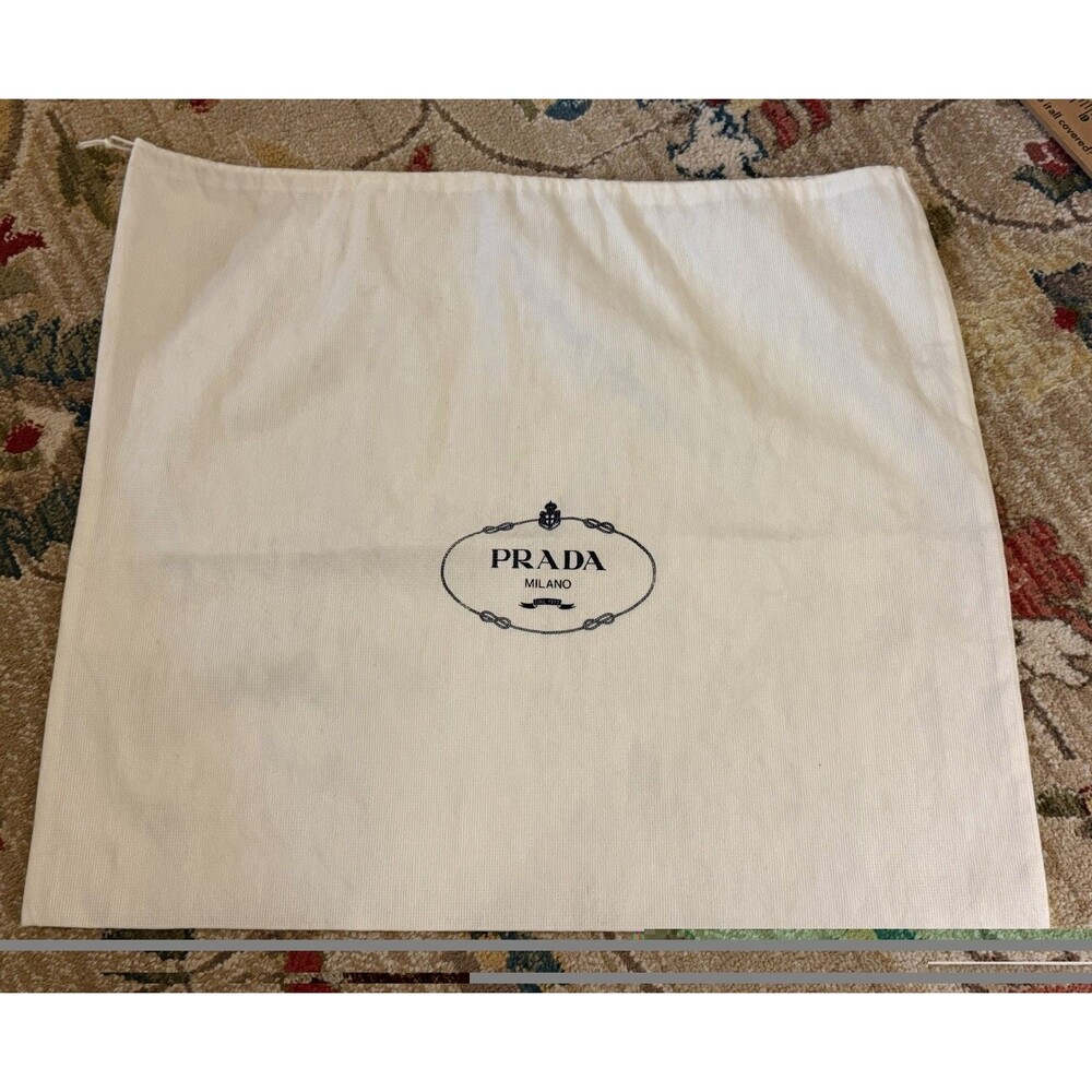 PRADA Large Cotton Drawstring Dust Bag White Blue Milano Storage Cover 23x19